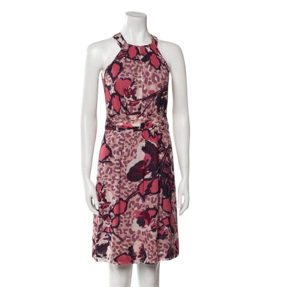 Tory Burch Silk A-Line Halter Pleated Knee Length Dress Size 2 Quiet Luxury Y2K